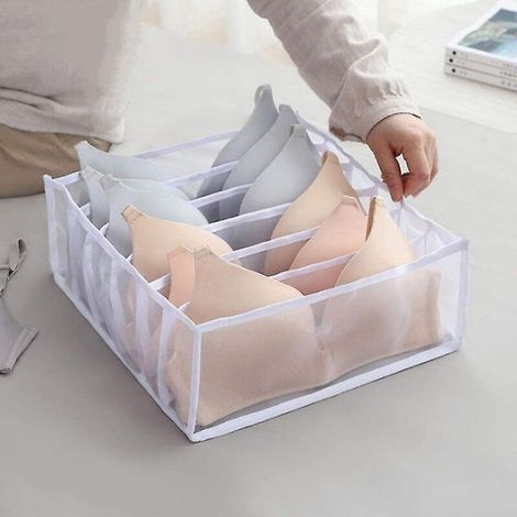 Ensemble de rangement pour sous-vêtements - Organisateur de tiroir pliable pour sous-vêtements - 6 compartiments - Blanc (1/5)