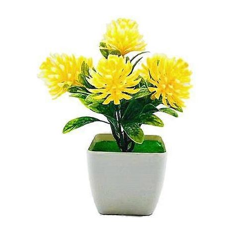 Fleurs artificielles en pot, composition florale pour mariage, table de réception en plastique, simulation de bonsaïjaune (1/5)