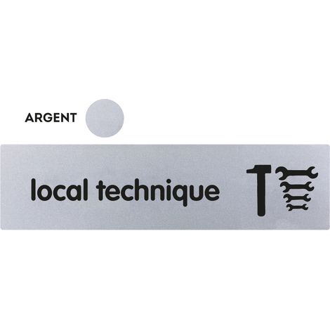 Plaque de porte Local technique - Classique argent 170x45mm - 4320823
