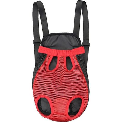 Haustier-Tragerucksack, vorne verstellbar, für Katzen und Hunde, mit Öffnungen für Pfoten und Schwanz am Bauch – Größe L – Rot