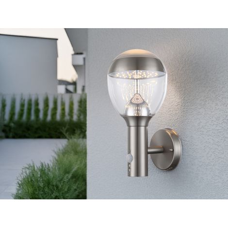 11,5 Watt LED Außen Wand Leuchte Bewegungsmelder Edelstahl klar Garten Globo 34250S CALLISTO (1/5)