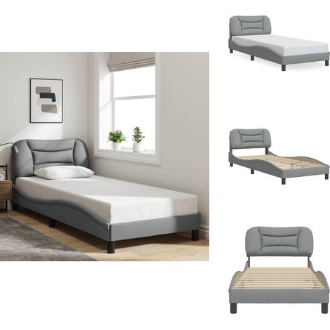Cadre de lit sans matelas gris clair 90x190 cm tissu - Lit Plateforme - Lit Double - Cadre De Lit - Literie - Meuble De Chambre (1/5)