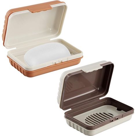 Porta sapone portatile con coperchio, set da 2 pezzi. Dispenser di sapone impermeabile, ideale per viaggi, palestra e campeggio. (1/5)
