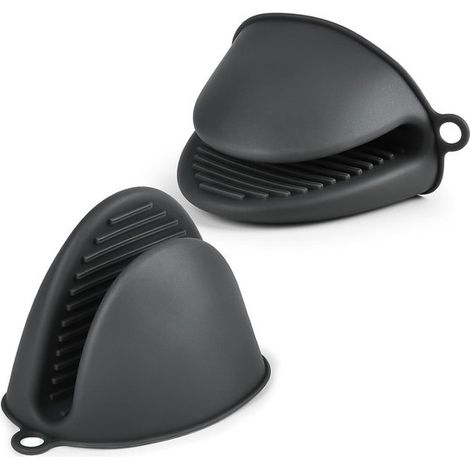 Guante silicona gruesa, manoplas resistentes calor horno, guantes antideslizantes, guantes resistentes calor cocinar, barbacoa hornear (gris) (1/5)