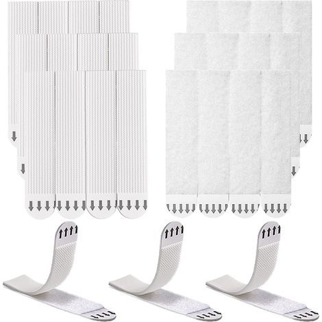 Accroche Tableau Sans Percer, 12 Paires (24 Bandes) Scratch Autocollant Double Face 20mm x 90mm Languette Accroche Tableau Attache Cadre Adhésif pour Accrocher des Cadres et des Décos de No (1/5)