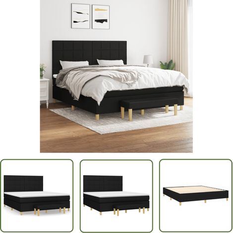 The Living Store Boxspringbett mit Matratze Schwarz 160x200 cm Stoff - Boxspringbett - Doppelbett - Schlafraum - Bettgestell - Bettauflage (1/5)