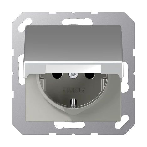 Jung Presa SCHUKO®, 16 A 250 V , coperchio ribaltabile, Termoplast verniciato, Serie A, alluminio A 1520 BFKL AL