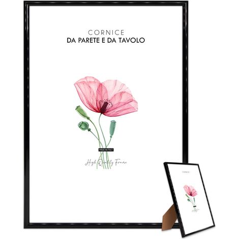 Lupia - Cornice portafoto in plastica PERFECT NERA da parete o da tavolo, sottile con design elegante e minimal, per foto, stampe artistiche, poster, quadri moderni, Facile da appendere 13x18 cm