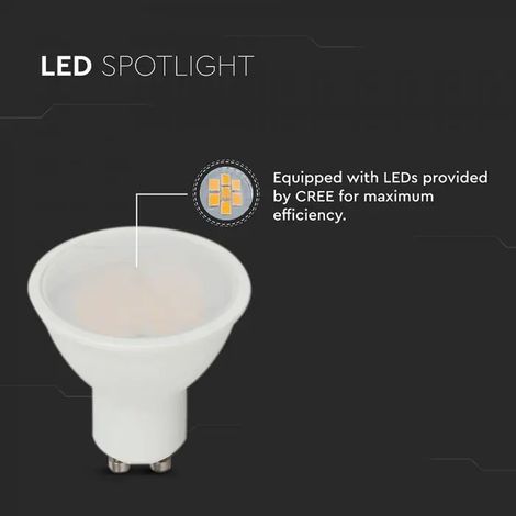 Foco LED V-TAC con chip CREE GU10 de 10 W, 110°, cubierta esmerilada, 4000 K