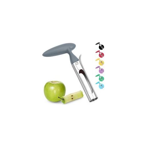 Descorazonador de manzanas con mango de ABS, hoja dentada de acero inoxidable, mango de plástico, gris - Crezuo (1/5)