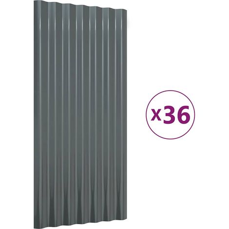 Panneaux de toit,panneaux couverture de toiture 36 pcs Acier Anthracite 80x36 cm -97454 (1/5)