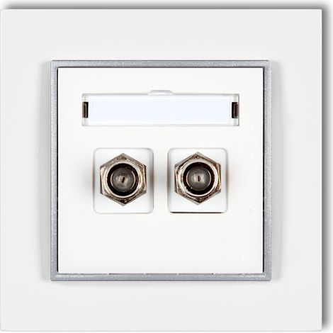 2 prese per antenna con cornice Karlik mini bianco/argento (1/2)