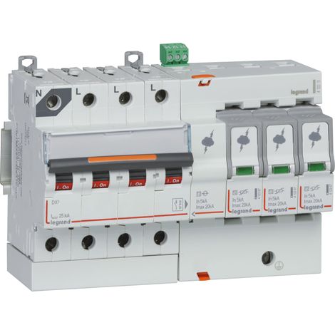 Parafoudre Avec Disjoncteur T2 20kA 3P+N Avec Signalisation - LEG412211