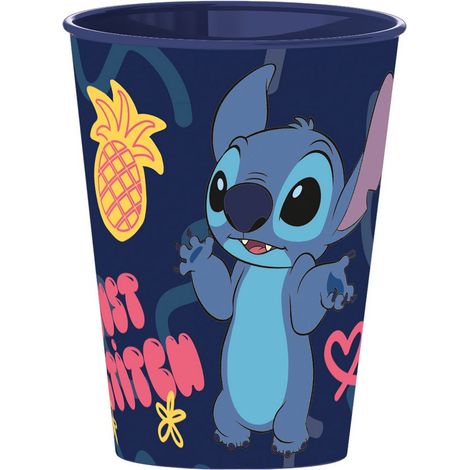 Bicchiere in plastica per bambini con grafica Disney Stitch da 260 ml, senza BPA, riutilizzabile e lavabile, non adatto al microonde