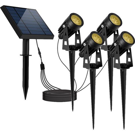Quatre spots solaires reliés ROUNDY Noir Plastique 200LM