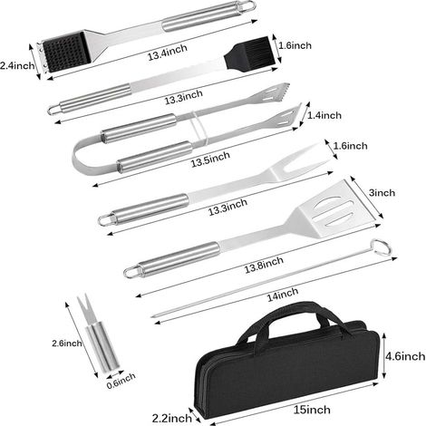 Set of 20 high-quality stainless steel BBQ utensils for camping. Ideal as a Christmas or birthday gift for dad. (1/5)