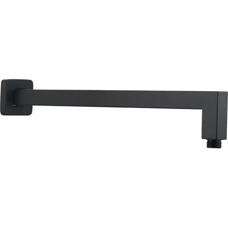 Bras de rallonge de douche carré noir 40 cm x 6,5 cm x 6 cm, tube de remplacement pour pommeau de douche à effet pluie mural en acier inoxydable (1/4)