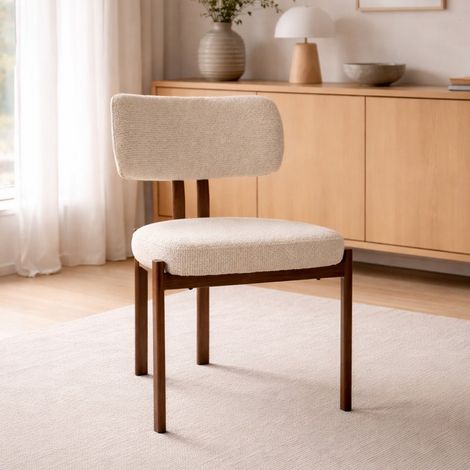 Chaise de salle rembourrée style Japandi tissu beige Sola (1/5)