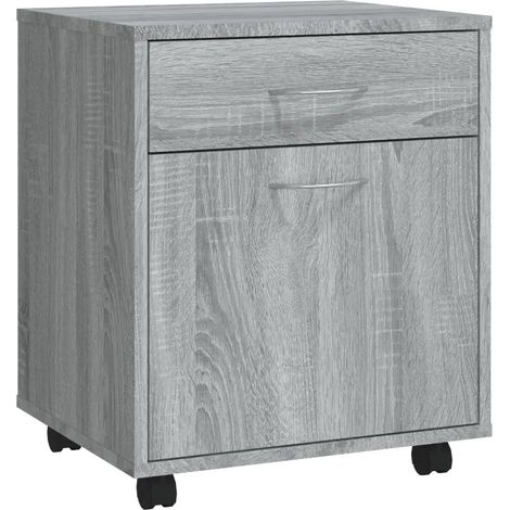 Práctico armario móvil con ruedas de 45 x 38 x 54 cm con cajón y compartimento en madera de ingeniería gris 020048254 (1/5)