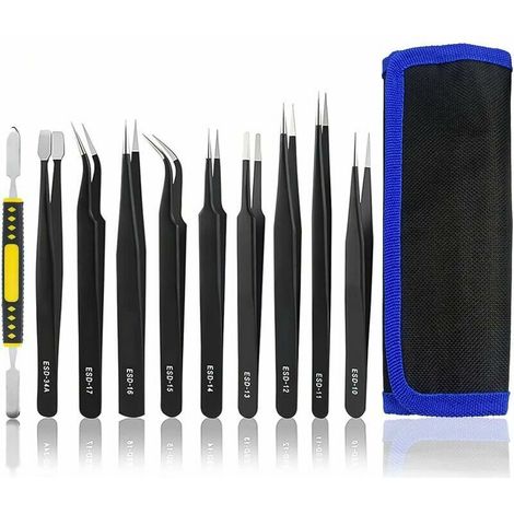 10 pcs antistatiques antistatiques antimagnétiques multi-standard en acier inoxydable Parfait pour l'électronique de laboratoire, les bijoux, la beauté et le travail détaillé (1/5)