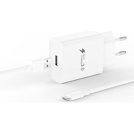 Chargeur Rapide 18W Compatible avec Xiaomi Redmi 14C 13C 15C A3 Note 14 13 12/12 Pro 5G 11S 11 10 9, POCO M3 M4 M6 C65 X6, USB Prise Charge Rapide, Prise USB Secteur avec Câble 2M (Blanc) (1/5)