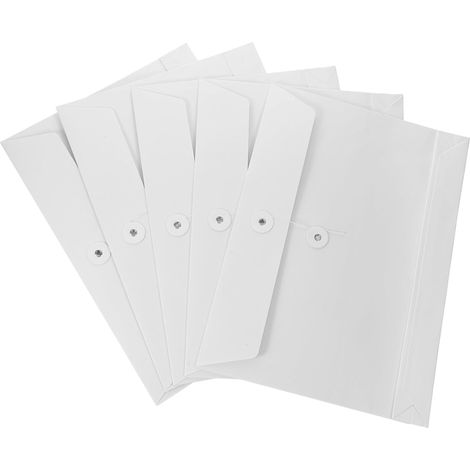 5 pièces Pochette de Rangement Papier Blanc Pour Documents Poches Épaisses (1/5)