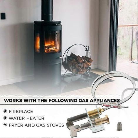 Ensemble brûleur pilote et thermopile avec câbles en fibre de verre et aluminium de 91 cm (36 po) pour cheminées, friteuses et cuisinières à gaz. (1/5)