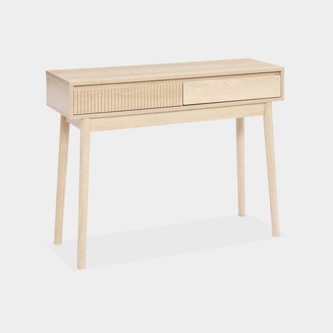 Consola con efecto madera de 2 cajones, 100cm (1/5)