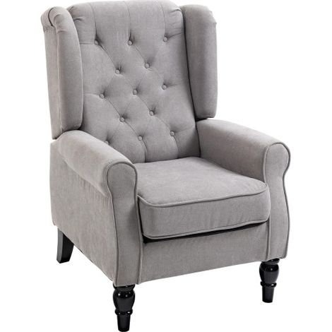 Einzelsessel Relaxsessel Ohrensessel 74x86x102 cm, Akzentsessel mit Tufting, Holzfüße, Polyester Grau, stilvoller Komfort für Ihr Zuhause 
On-Site