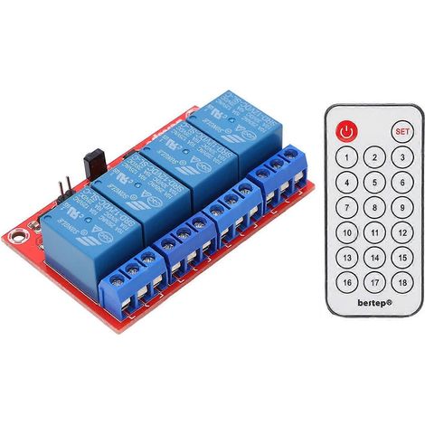 4-Kanal-Empfangsrelaismodul, 4-Kanal-Infrarot-Fernbedienungstransceiver-Empfänger-Steuerschalter-Set, 12 V