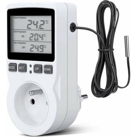 Prise Thermostat, Prise Minuteur Digital, Prise Programmable Digitale avec Sonde, Minuterie Numérique Programmable, Prise Thermostat chauffage pour Serre, Aquarium (1/5)