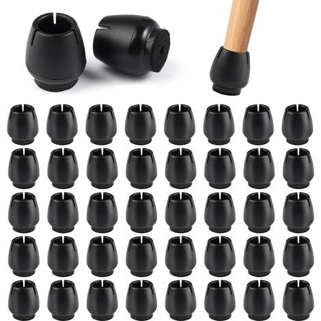 40 Pieces Black Small Chair Pads Floor Protectors, 12-16mm (1/5)