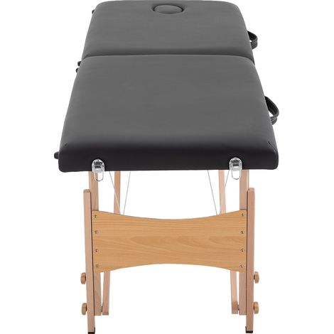 Table pliante de massage réglable 186x60x58-81 cm, noire, avec coussin détachable et housse de transport (1/5)