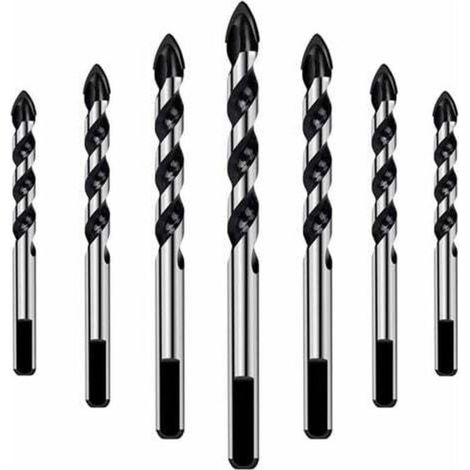 Foret - Carbure De Tungstène - Pour Carrelage Verre Beton Pierre Brique Ceramique Miroir - Diametres 3 4 5 6 8 10 12 Mm - Lot De 7 (1/4)