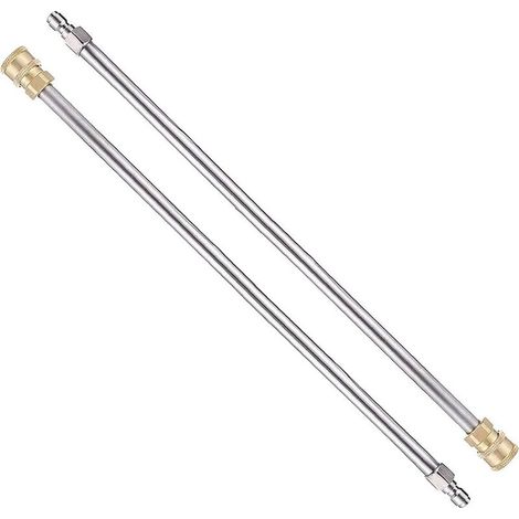 Lot de 2 rallonges nettoyeur haute pression 17″ – Acier inoxydable – Pression max 5000 PSI – Raccord rapide 1/4 pour pistolet (1/5)