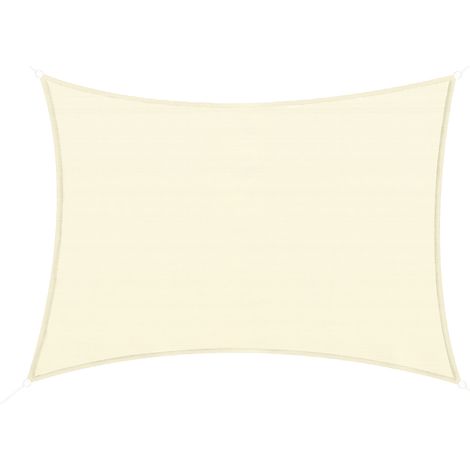 Rechteckiges Sonnensegel 3x4m aus hochdichtem Polyethylen, UV-Schutz, mit Aufbewahrungstasche – Creme