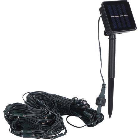 Solarbetriebene LED-Lichterkette im wasserdichten Outdoor-Netz, dekorative Weihnachtsbeleuchtung (1,5 m x 1,5 m), Weiß (1/5)