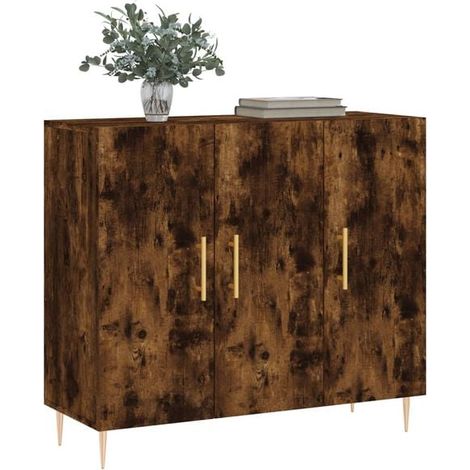 Buffet Bas de Cuisine en Bois d'Ingénierie, Couleur Chêne Fumé, 90x34x80 cm, Meuble de Rangement Moderne pour Salle à Manger et Salon (1/5)