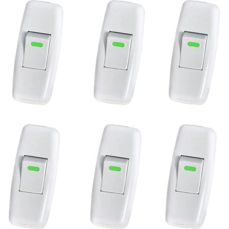 Lampenschalter, Torpedoschalter, Zwischenschalter, Nachttischlampenschalter, Wippschalter für Nachttischlampen, Ersatz-Ein-/Ausschalter, 6er-Pack