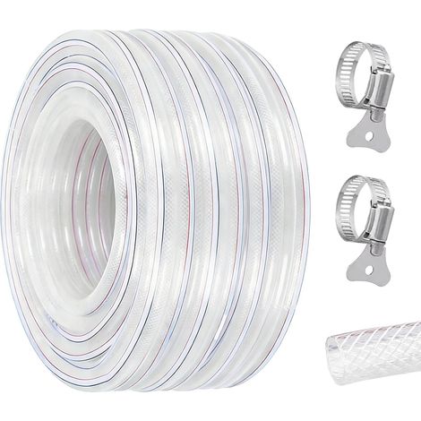 Tuyau d'eau potable, tuyau renforcé en PVC, tuyau d'arrosage avec collier de serrage, tuyau de jardin, tuyau d'irrigation, tuyau d'air flexible, tuyau de carburant (20x25mm,6Meter) (1/5)
