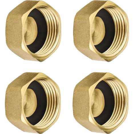 4pcs Bouchons de tuyau 3/4" en Laiton Machine à Laver Obturateur Écrou & Rondelle Connecteurs de Tuyaux (1/5)