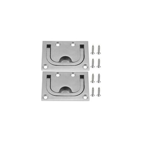 2 Pcs Poignée de Trappe pour Bateaux en Acier Inoxydable Poignée Casier de Trappe Affleurantes avec Vis pour Meuble Yacht Boat (1/5)