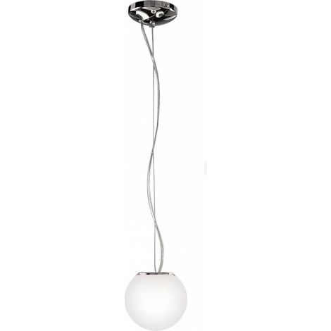 Lampada a Sospensione Emily Rossini Group - Diametro 16cm, Vetro Soffiato Satinato Bianco, Attacco E14 IP20, Design Elegante e Moderno