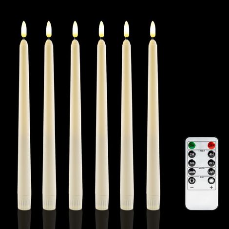 6er-Pack batteriebetriebene LED-Stabkerzen mit Fernbedienung und Timer, realistisch flackerndes warmweißes Licht (1/5)