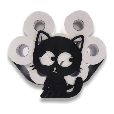 (Noir) Supporto per Rotolo di Carta Igienica Portacarta in Metallo Porta Carta a Forma di Gattino per Bagno (1/5)