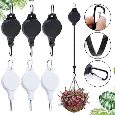 Élévateur à plantes à roulettes, hauteur réglable pour plantes suspendues, noir, lot de 5 (1/4)