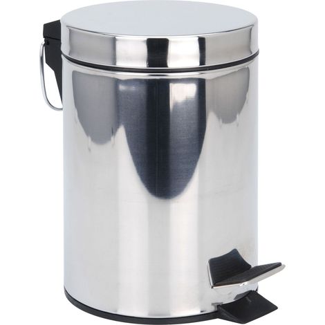 Edelstahl Tretmülleimer silber rund - 20 Liter - Metall Kosmetikeimer in zeitlosem Design - Mülleimer Treteimer Abfalleimer klein mit entnehmbarem Inneneimer für Bad Küche