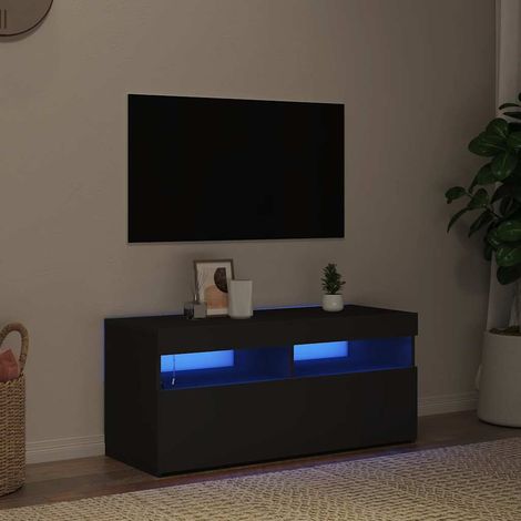 Meuble TV avec lumières LED, Banc TV, Support de Télévision, Meuble TV de salon noir 90x35x40 cm YHJ51209 (1/5)