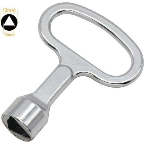 Chiave triangolare in metallo, chiave per scatola contatore, chiave triangolare con presa argentata, chiave per quadri di distribuzione triangolari da 10 mm