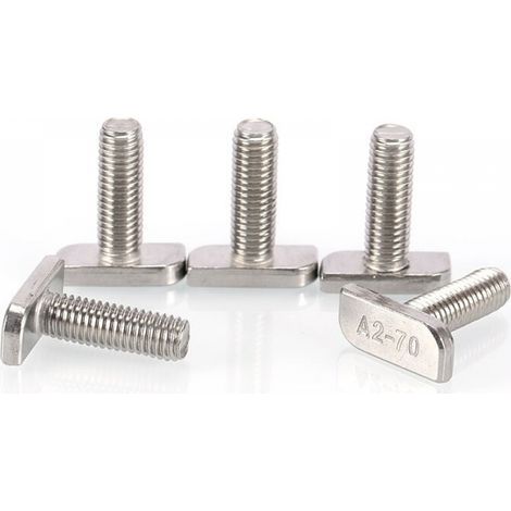 Tornillos de Cabeza Plana Martillo M8 en Acero Inoxidable, 10 Piezas, Tuercas y Pernos de Apriete Plateados, Totalmente Roscados (1/5)